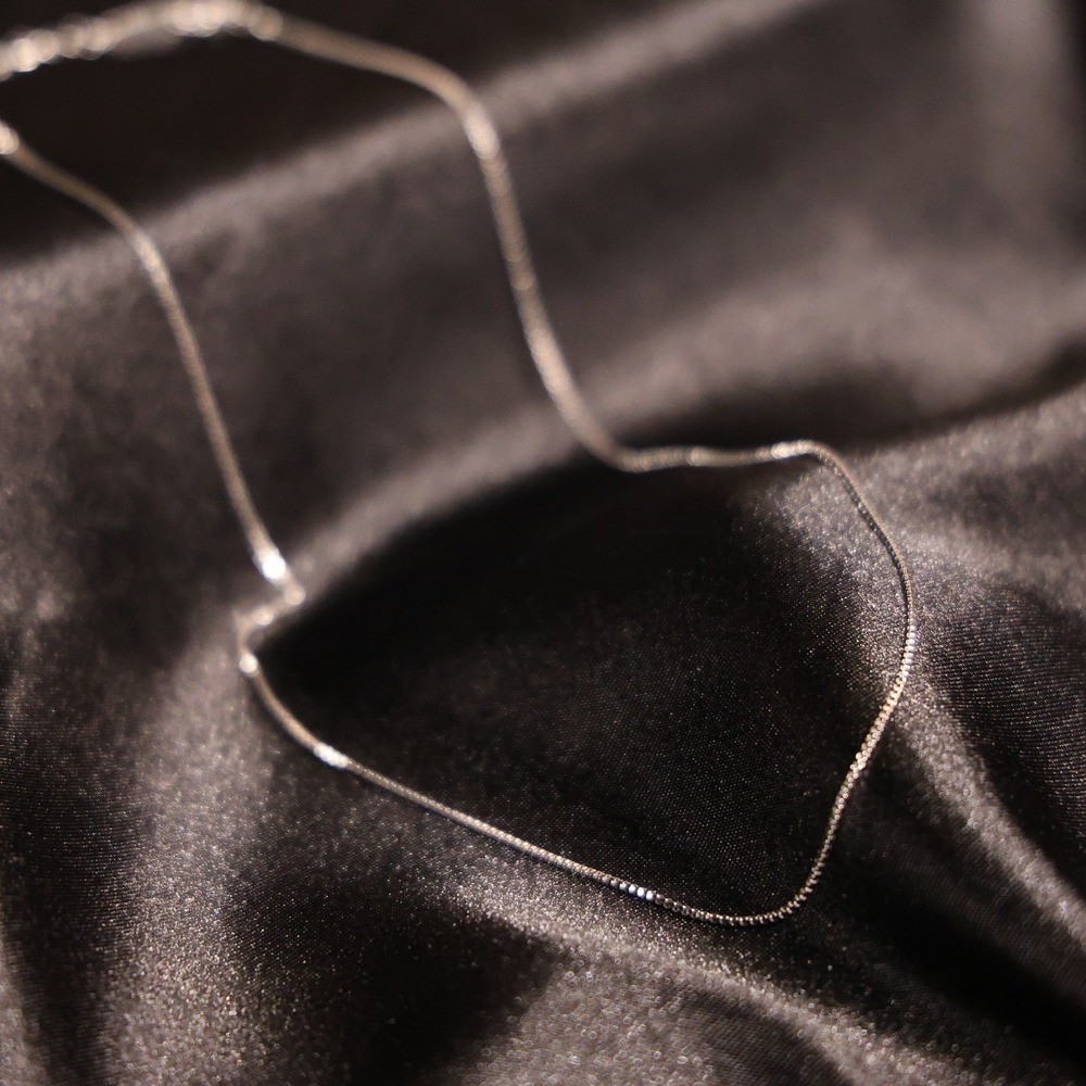 Silver Tone Box Chain Necklace Adjustable Lobster Clasp Minimalist Jewelry
